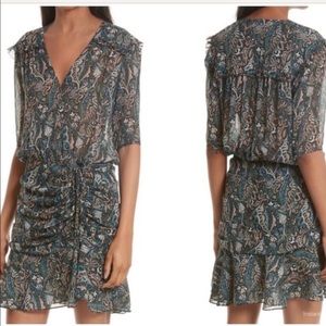 Veronica Beard Ruched Paisley Silk Dress